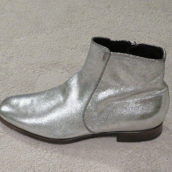 Tom Ford Edgar Silver Metallic Leather Side Zip Ankle Boots 9 T main image 9